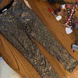 Lucy Paris Gold Glitter Skinny Pants Size M Eur 40